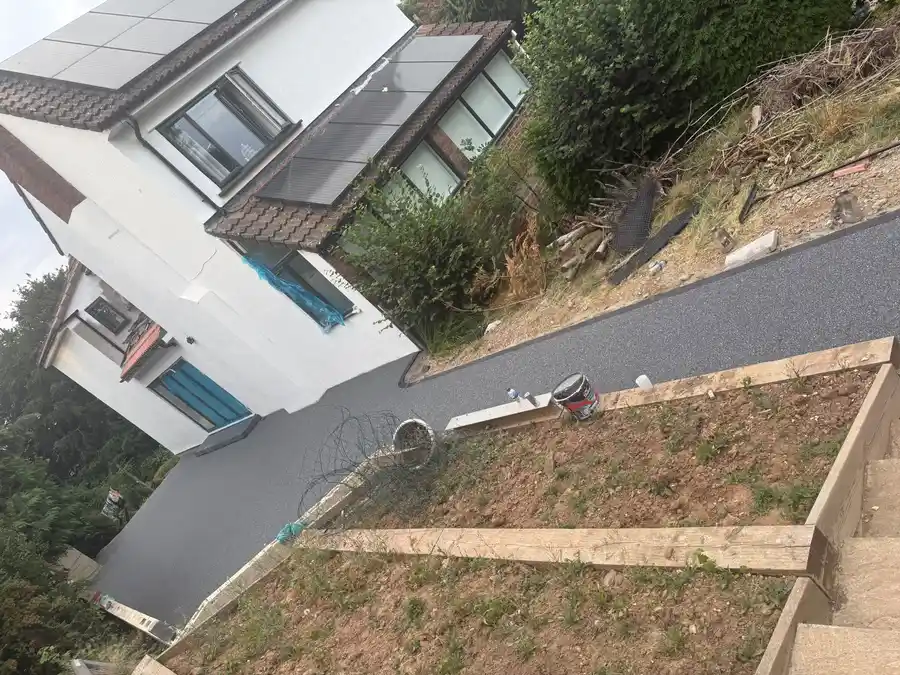 Newly installed grey resin driveway at a detached Bournemouth property