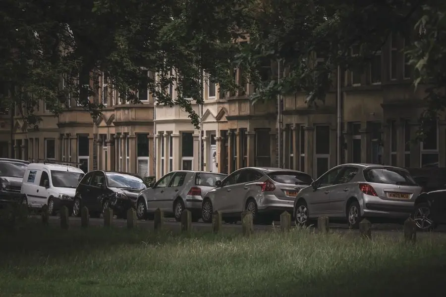 Cars parked on a residential street in the Bournemouth area