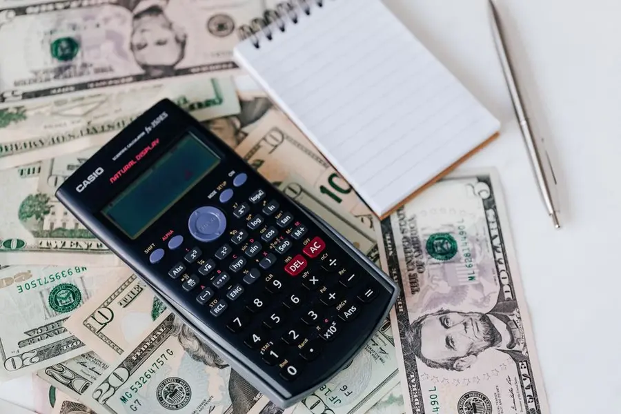 A calculator and household budgeting